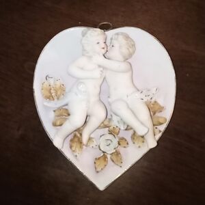 Vintage Arnart Creation Japan Heart Sweet Cherubs Wall Hangings 6 x 5 #7…